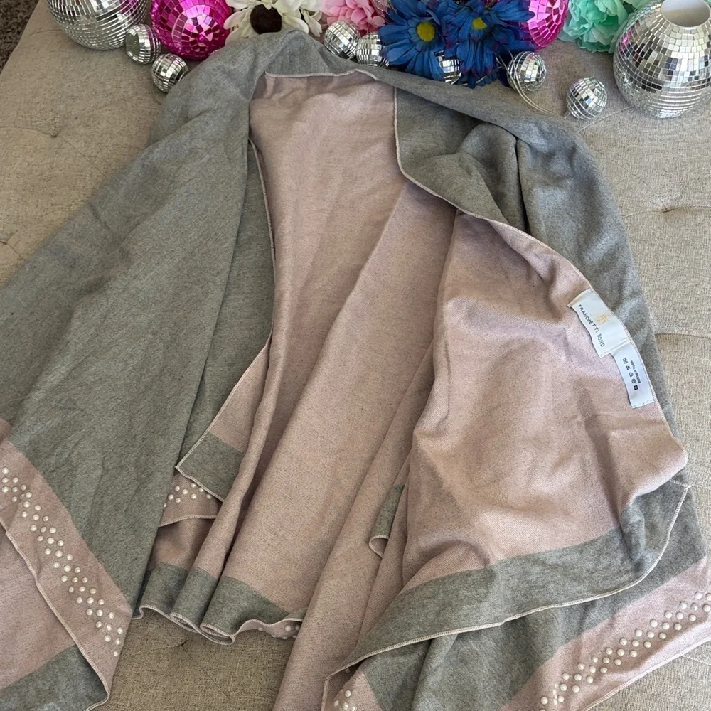 Heather Gray and Blush Stud-Trim Draped Wrap